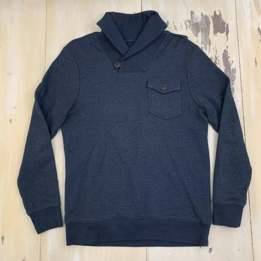 British Khaki navy blue pullover pocket sweatshirt sweater